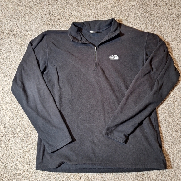 The North Face Sweatshirt Mens Medium Black 1/4 Zip Mock Fleece Long Sleeve - Picture 1 of 9